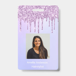 Custom Employee Glitzer Tropfen Lila violette Beze Ausweis