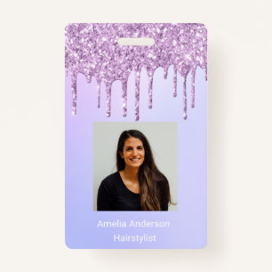Custom Employee Glitzer Tropfen Lila violette Beze Ausweis