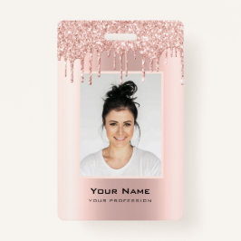 Custom Employee Glitzer Tropfen Rose Gold Name Abz Ausweis