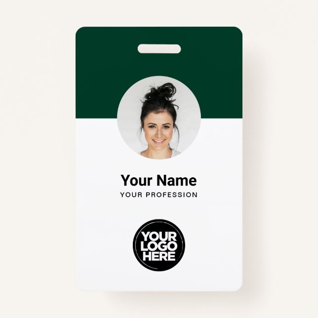 Custom Employee Modern ID Card Dark Green QR Badge (Devant)