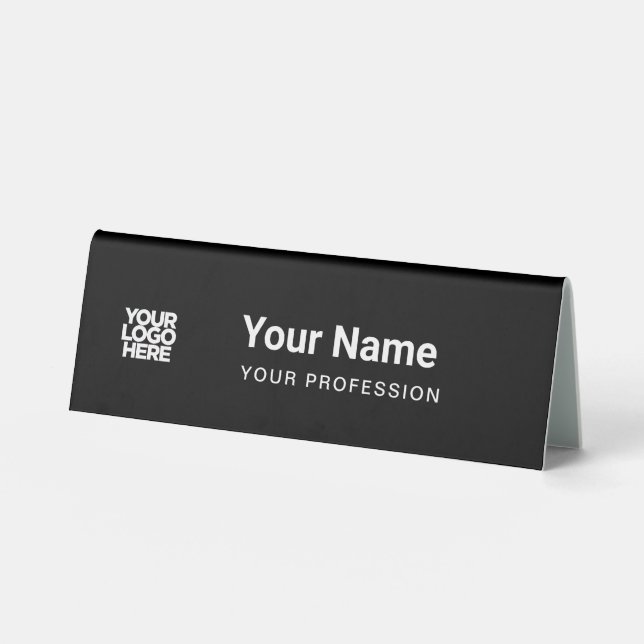 Custom Employee Name Table Tent with Logo Tischaufsteller (Vorderseite)
