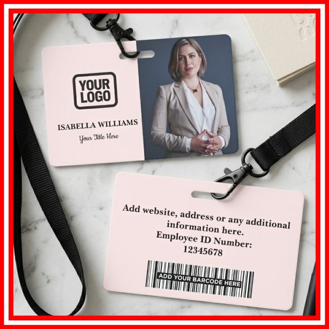 Custom Employee Photo, Bar Code, Logo, Name Badge (Créateur téléchargé)