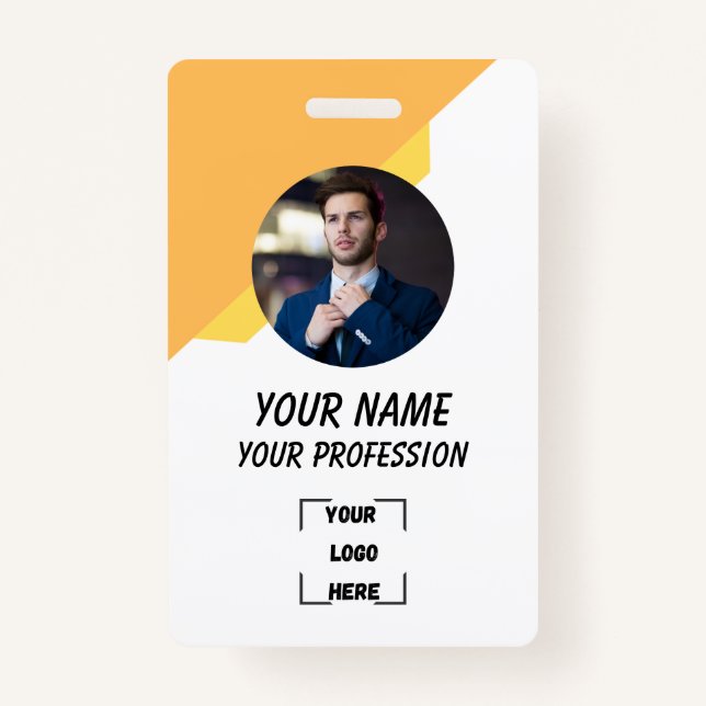 Custom Employee Photo, Bar Code, Logo, Name Badge (Devant)