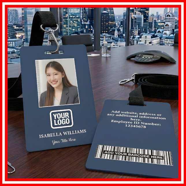 Custom Employee Photo, Barcode, Logo, Name Badge Ausweis (Von Creator hochgeladen)