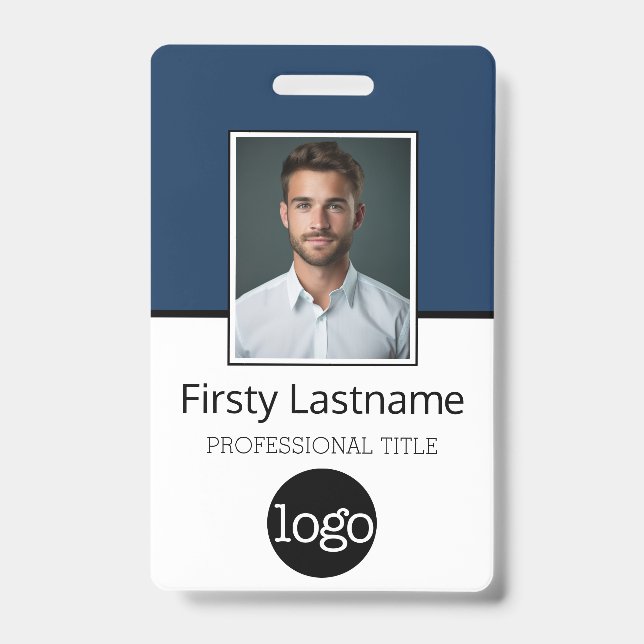 Custom Employee Photo Logo Name - Same Both Sides Ausweis (Vorderseite)