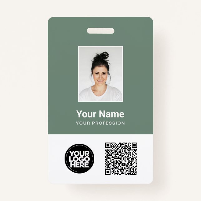 Custom Employee Photo, Qr and Bar Code, Logo, Name Ausweis (Vorderseite)