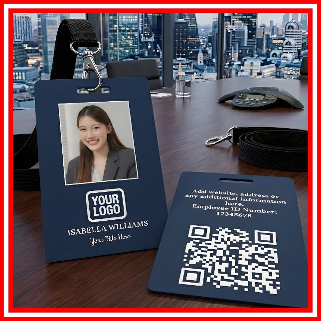Custom Employee Photo, QR Code, Logo, Name Badge Ausweis (Von Creator hochgeladen)
