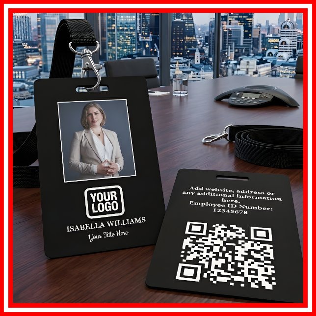 Custom Employee Photo, QR Code, Logo, Name Badge Ausweis (Von Creator hochgeladen)