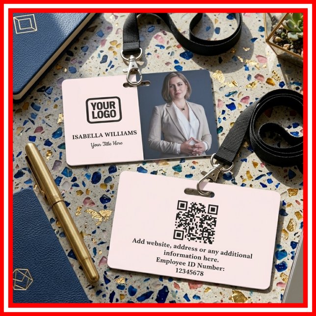 Custom Employee Photo, QR Code, Logo, Name Badge Ausweis (Von Creator hochgeladen)