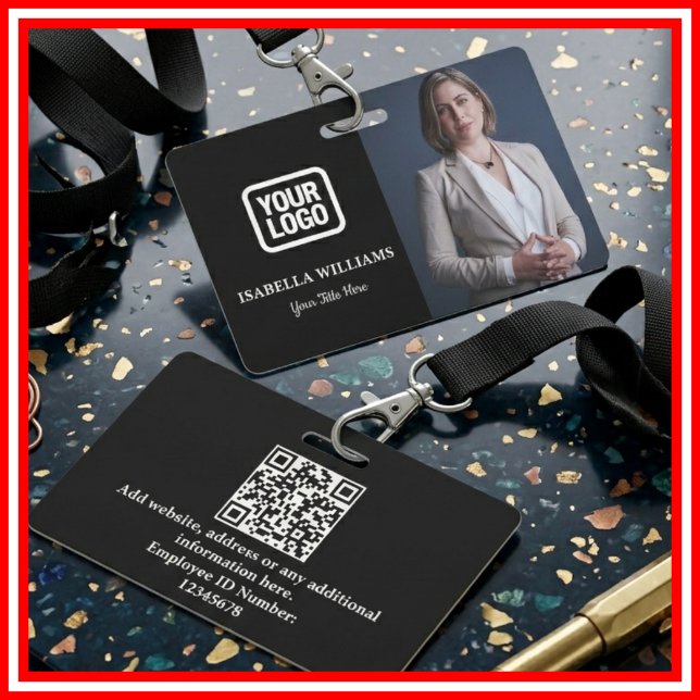 Custom Employee Photo, QR Code, Logo, Name Badge Ausweis (Von Creator hochgeladen)
