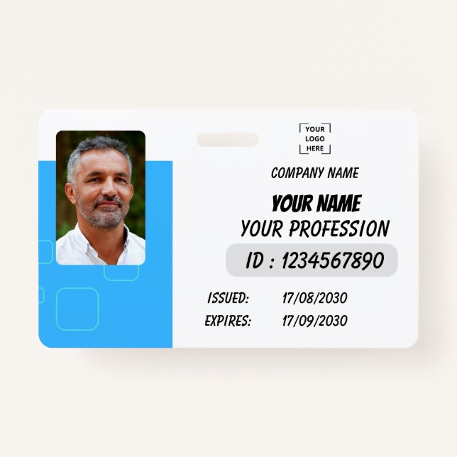 Custom Employee Photo, Signature, Logo, Name Badge (Devant)