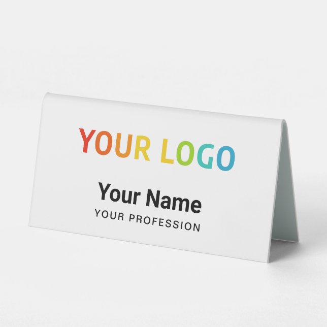 Custom Employee Table Tent with Logo Tischaufsteller (Vorderseite)