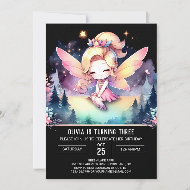 Custom Enchanted Fairy Birthday Einladung (Vorderseite)