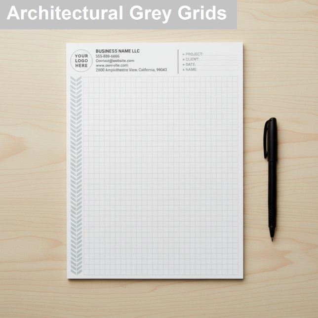 Custom Engineering Graph Pad with Logo, Gray Grids Notizblock (Personalised Graph Grid Paper Pads)