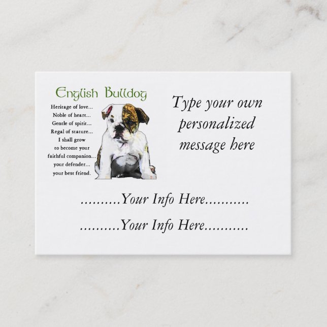 Custom English Bulldog-Visitenkarten Visitenkarte (Vorderseite)