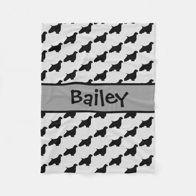 Custom English Springer Spanel Dog Silhouette Fleecedecke (Vorderseite)