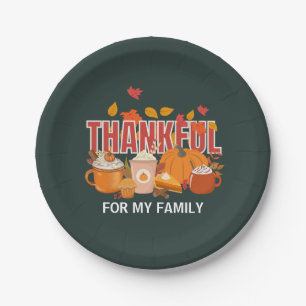 Custom Erntedank Pumpkin THANKFUL Familie Pappteller