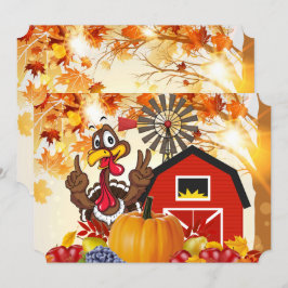 Custom Erntedank Turkey Invite Holiday Card Einladung