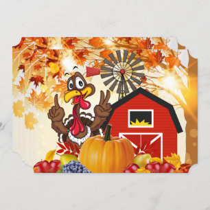 Custom Erntedank Turkey Invite Holiday Card Einladung