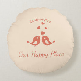 Custom Est Date Love Birds Rundes Kissen