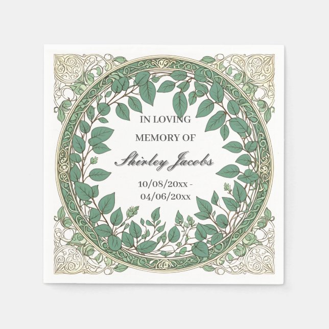 Custom Eucalyptus Funeral – Elegant Memorial Serviette (Vorderseite)