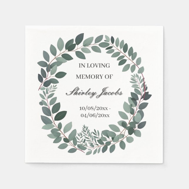 Custom Eukalyptus Funeral - Elegantes Memorial Serviette (Vorderseite)