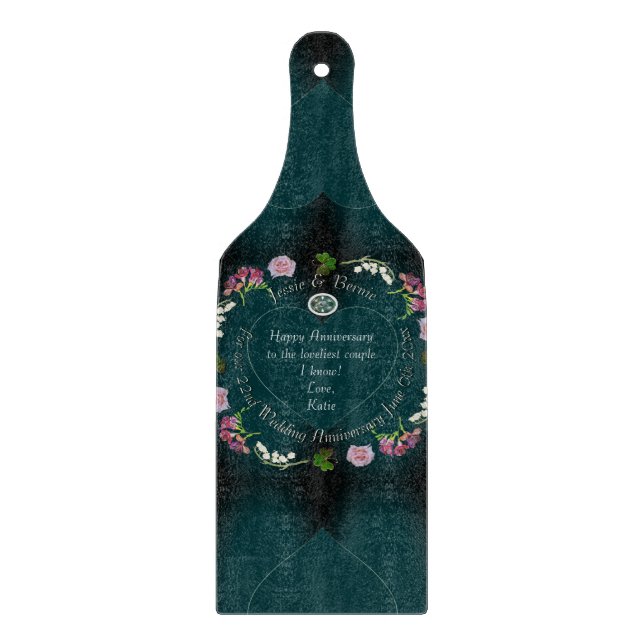 Custom Event Floral Denim Blue Cutting Board Schneidebrett (Vorderseite)