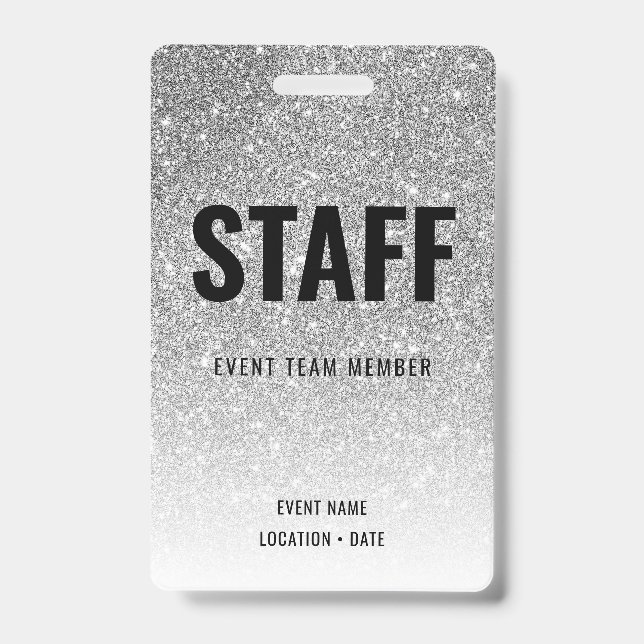Custom Event oder Concert Silver Glitzer Ausweis (Vorderseite)