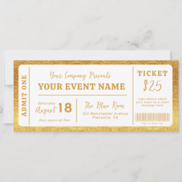 Custom Event Ticket Concept Fake Ticket White Gold Einladung