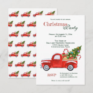 Custom Event Trendy Red Truck Festival Weihnachten Einladung