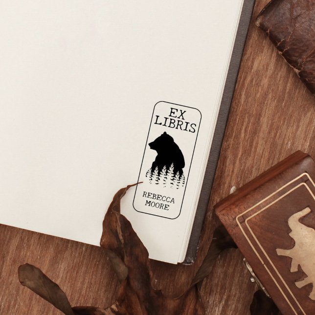 Custom Ex Libris, Forest Bear Library Book Gummistempel (Von Creator hochgeladen)