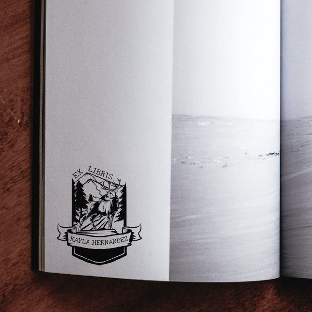 Custom Ex Libris, Forest Deer Book Gummistempel (Von Creator hochgeladen)