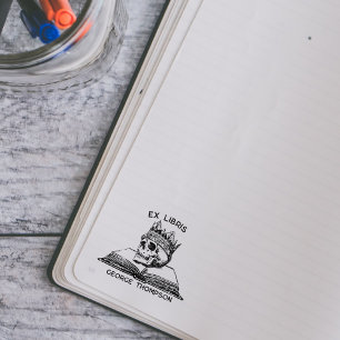 Custom Ex Libris Vintag King Skull Library Book Gummistempel