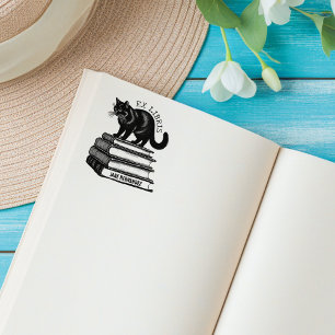 Custom Ex Libris, Vintages Cat Book Gummistempel