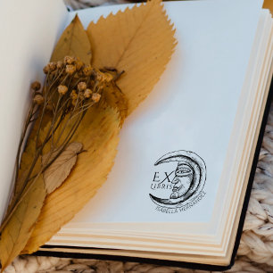Custom Ex Libris Vintages Mystical Moon Book Gummistempel