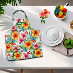 Custom Exotic Watercolor Hawaiian Floral Schürze