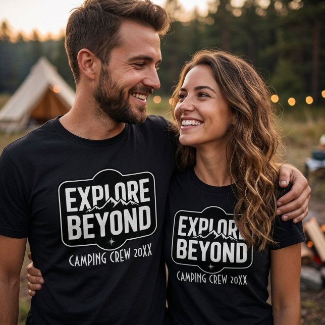 Custom Explore Beyond Camping Crew 2026 T-Shirt (Von Creator hochgeladen)