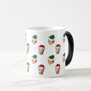 Custom Face 2 Fotos Weihnachtsmannmütze Weihnachts Verwandlungstasse