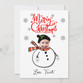 Custom Face Foto Niedlich Snowman Frohe Weihnachte Einladung