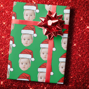 Custom Face Foto Weihnachtsmannmütze Weihnachten Geschenkpapier