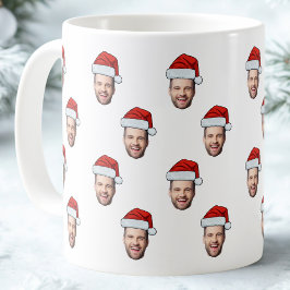 Custom Face Foto Weihnachtsmannmütze Weihnachtsges Kaffeetasse