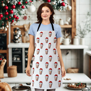 Custom Face Foto Weihnachtsmannmütze Weihnachtsges Schürze