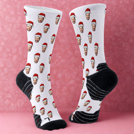 Custom Face Foto Weihnachtsmannmütze Weihnachtsges Socken