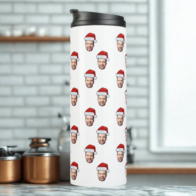 Custom Face Foto Weihnachtsmannmütze Weihnachtsges Thermosbecher (Von Creator hochgeladen)