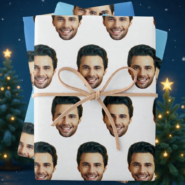 Custom Face | Funny Custom Heads Photo Gift Wrap Geschenkpapier Set (Von Creator hochgeladen)