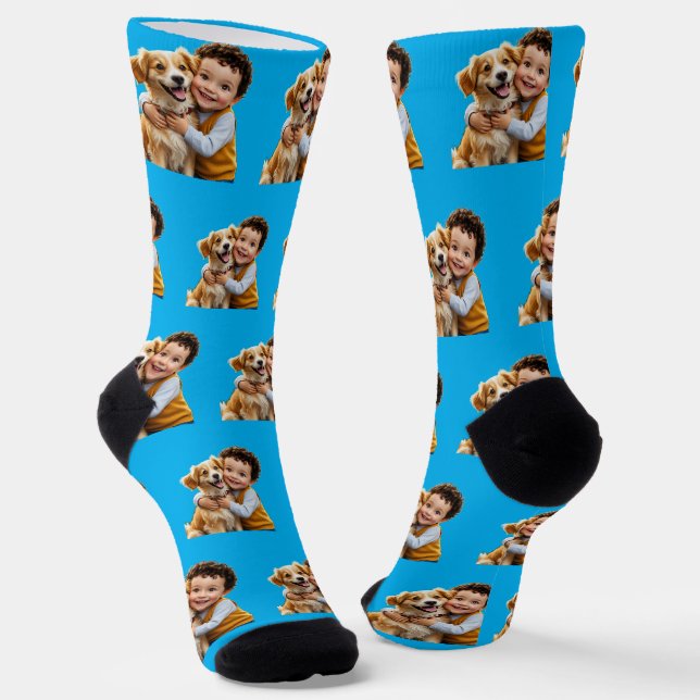 Custom Face kids pets Personalized Photo Picture Socken (Gewinkelt)