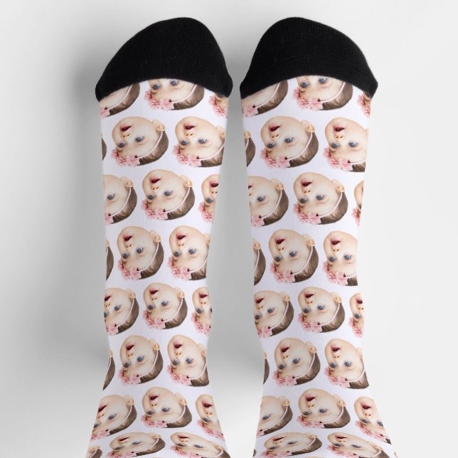 Custom Face Personalized Photo Sock Christmas Gift Socken (Oben)