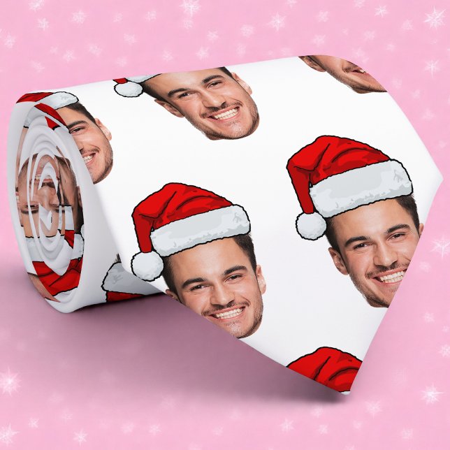 Custom Face Photo Santa Hat Christmas Krawatte (Von Creator hochgeladen)