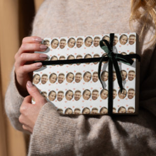 Custom Face Picture Heart Funny Couple Muster Geschenkpapier