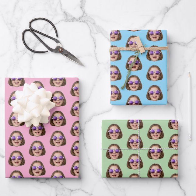 Custom Face Wrapping Paper | Custom Face Gift Wrap Geschenkpapier Set (Vorderseite)